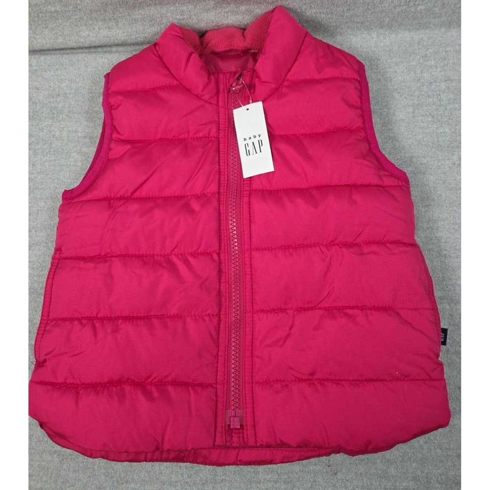 GAP Baby Girls 18-24 Mos Puffer‎ Vest Cold Control Hot Pink Full Zip Warm NEW